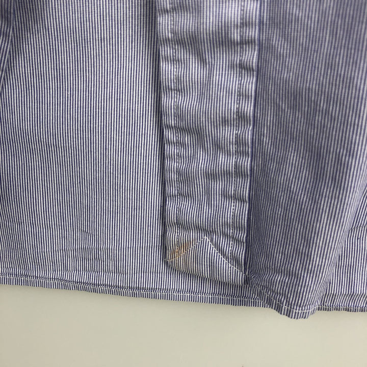 Ralph Lauren YARMOUTH long-sleeved button-down striped shirt, men's XXL cotton navy blue type Vintage Second Hand