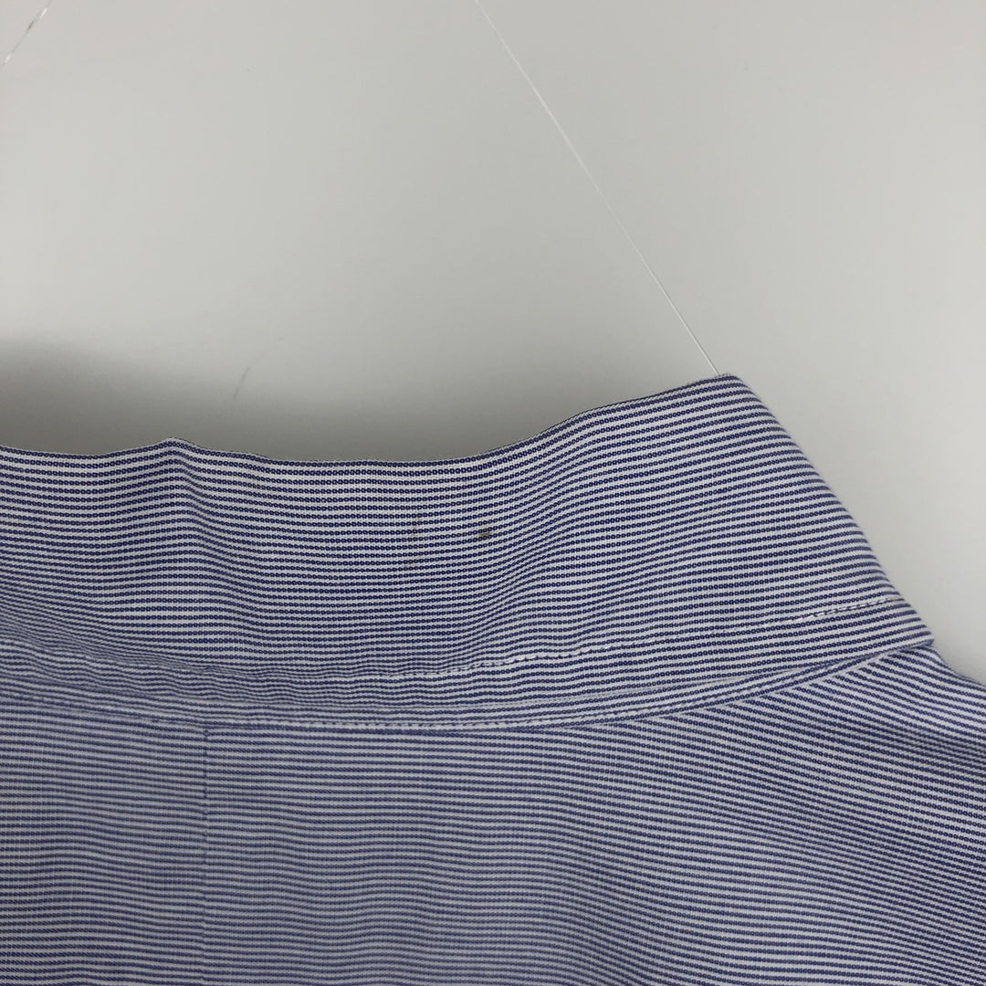 Ralph Lauren YARMOUTH long-sleeved button-down striped shirt, men's XXL cotton navy blue type Vintage Second Hand