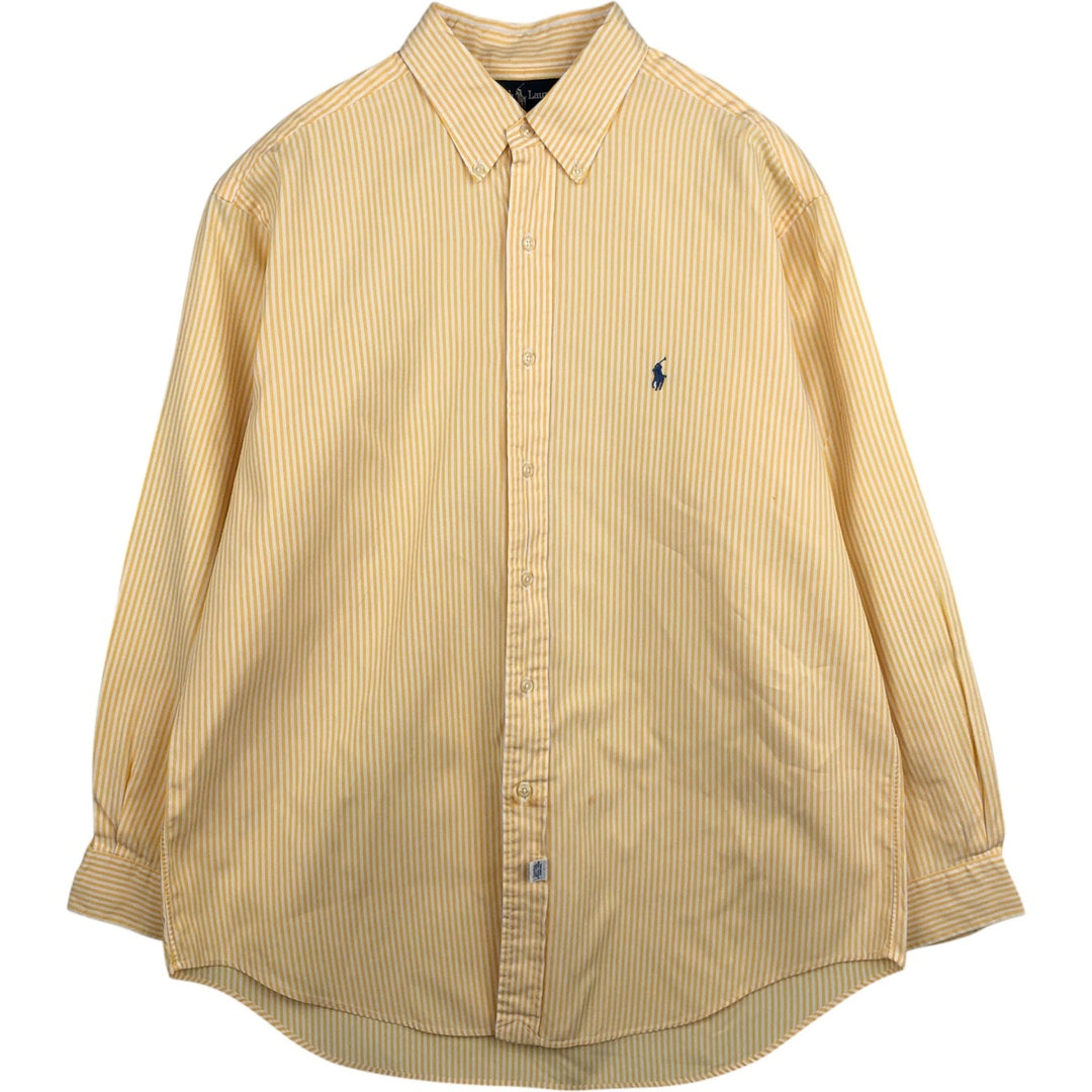 Ralph Lauren YARMOUTH Long Sleeve Button-Down Striped Shirt, Men's Size L cotton yellow type Vintage Second Hand