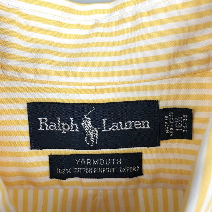Ralph Lauren YARMOUTH Long Sleeve Button-Down Striped Shirt, Men's Size L cotton yellow type Vintage Second Hand