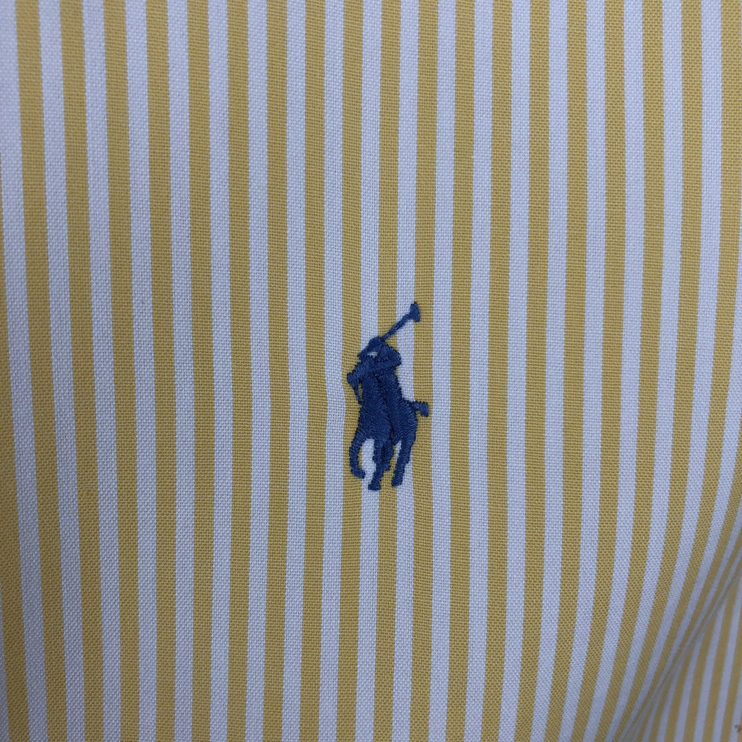 Ralph Lauren YARMOUTH Long Sleeve Button-Down Striped Shirt, Men's Size L cotton yellow type Vintage Second Hand
