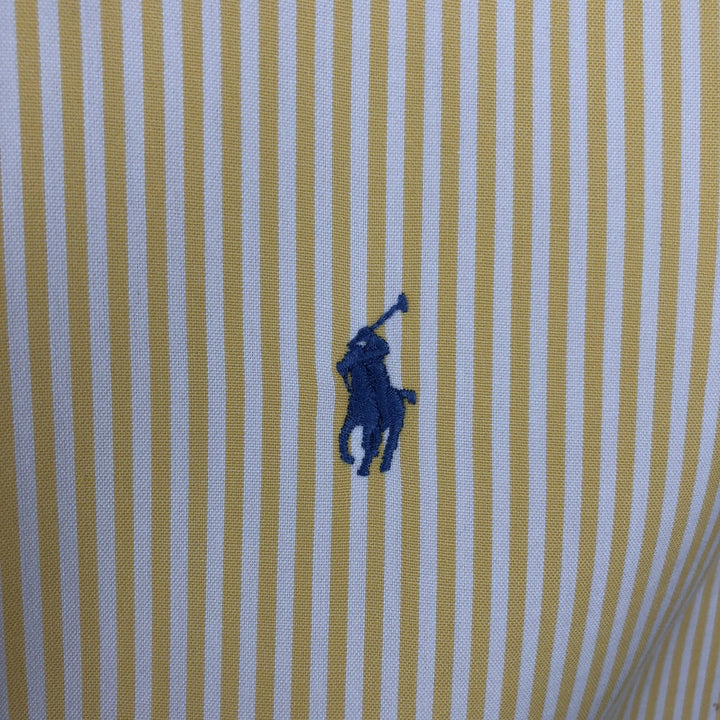 Ralph Lauren YARMOUTH Long Sleeve Button-Down Striped Shirt, Men's Size L cotton yellow type Vintage Second Hand