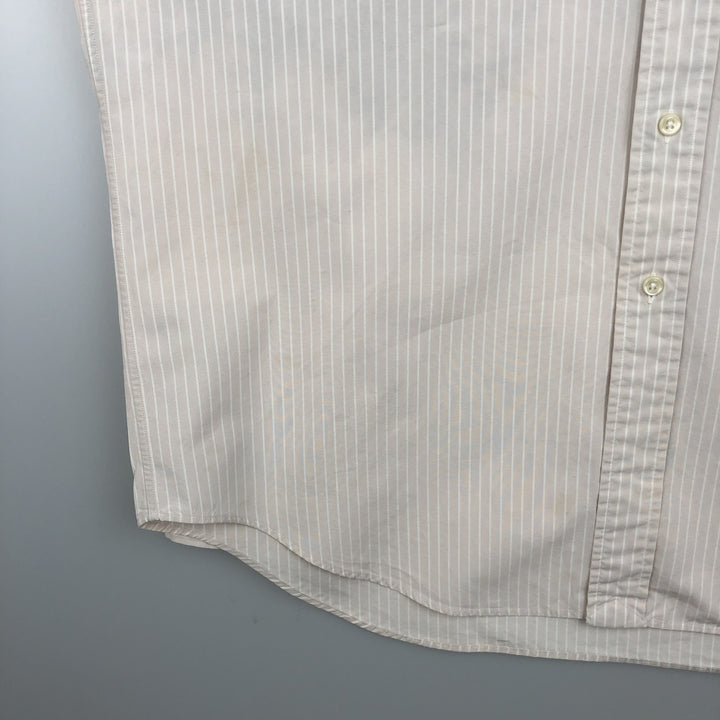 Ralph Lauren BLAKE long sleeve button down striped shirt, men's size M cotton unbleached Vintage Second Hand
