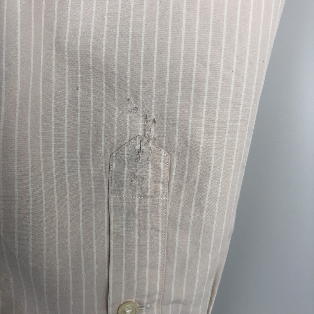 Ralph Lauren BLAKE long sleeve button down striped shirt, men's size M cotton unbleached Vintage Second Hand