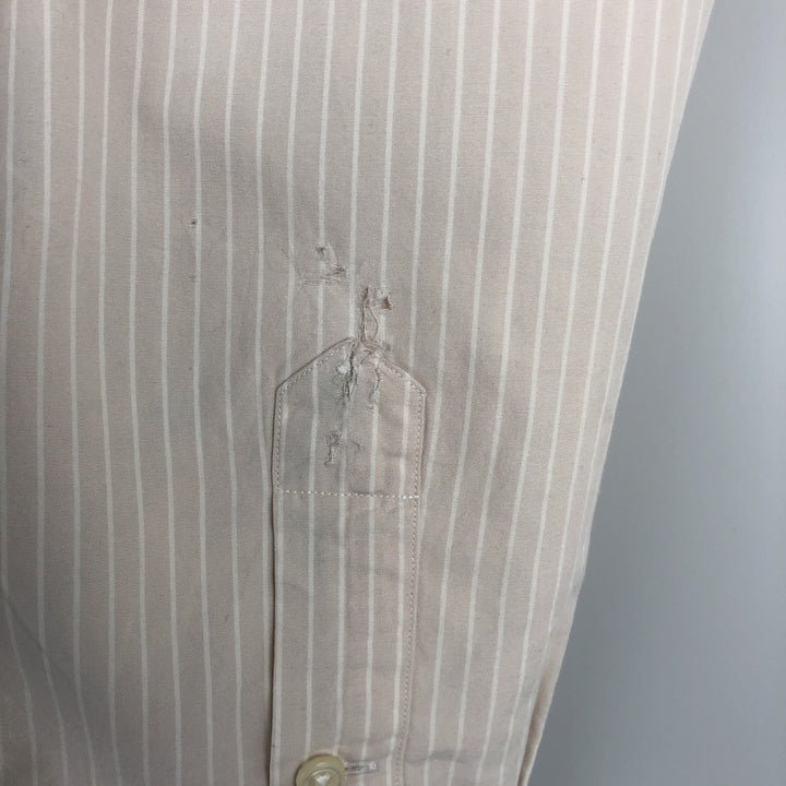 Ralph Lauren BLAKE long sleeve button down striped shirt, men's size M cotton unbleached Vintage Second Hand