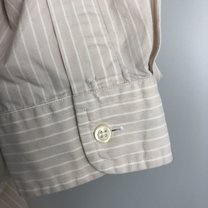 Ralph Lauren BLAKE long sleeve button down striped shirt, men's size M cotton unbleached Vintage Second Hand