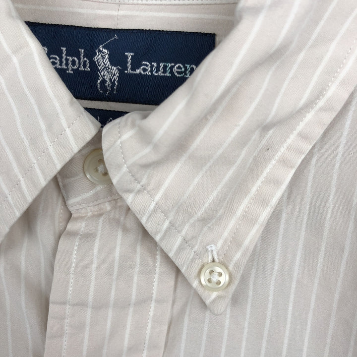 Ralph Lauren BLAKE long sleeve button down striped shirt, men's size M cotton unbleached Vintage Second Hand