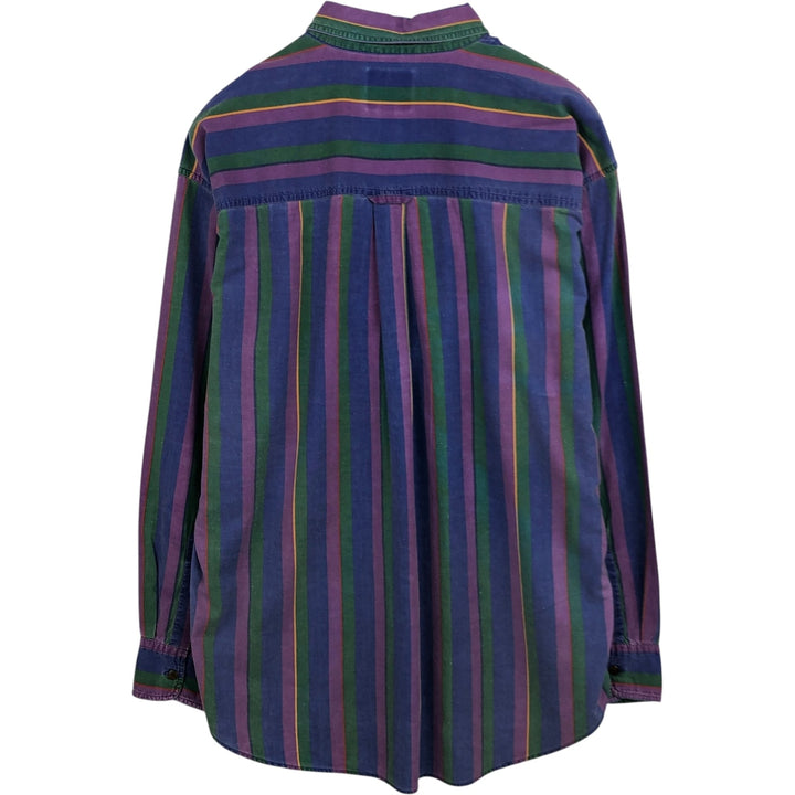 Ralph Lauren CHAPS Multi-Stripe Long-Sleeve Button-Down Striped Shirt, Men's Size XL (approx.) cotton blue type Vintage Second Hand