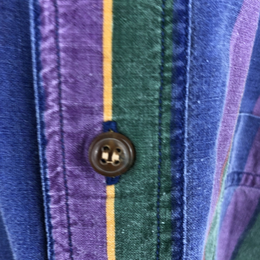 Ralph Lauren CHAPS Multi-Stripe Long-Sleeve Button-Down Striped Shirt, Men's Size XL (approx.) cotton blue type Vintage Second Hand