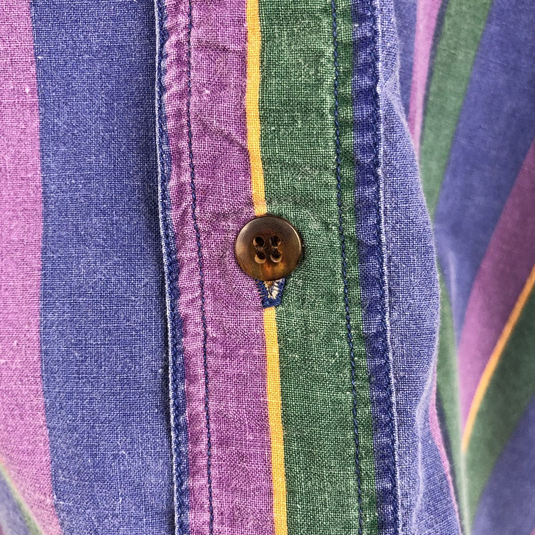 Ralph Lauren CHAPS Multi-Stripe Long-Sleeve Button-Down Striped Shirt, Men's Size XL (approx.) cotton blue type Vintage Second Hand