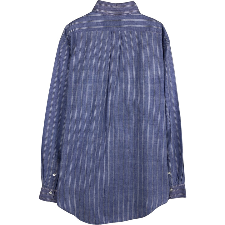 Ralph Lauren long sleeve button down striped shirt, men's size M cotton blue type Vintage Second Hand