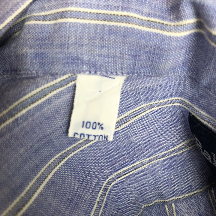 Ralph Lauren long sleeve button down striped shirt, men's size M cotton blue type Vintage Second Hand