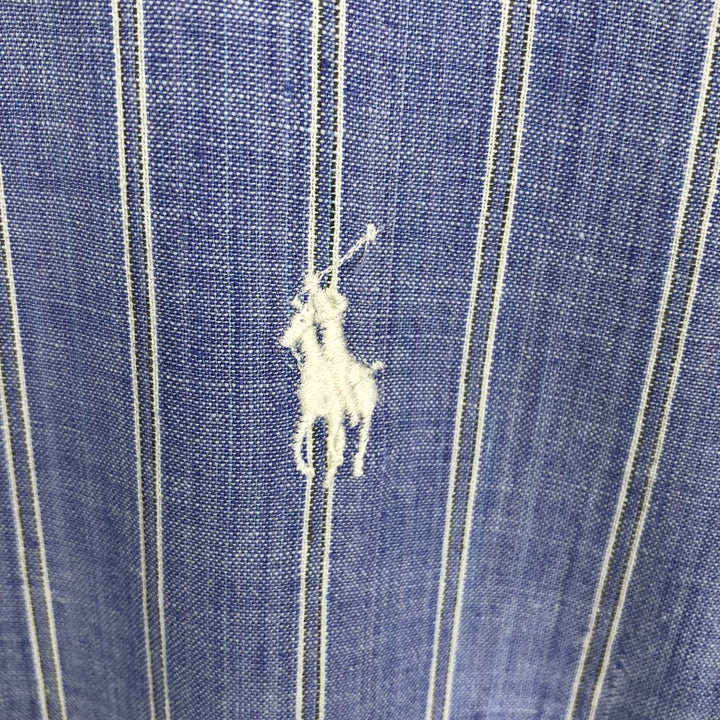 Ralph Lauren long sleeve button down striped shirt, men's size M cotton blue type Vintage Second Hand