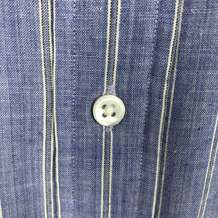 Ralph Lauren long sleeve button down striped shirt, men's size M cotton blue type Vintage Second Hand