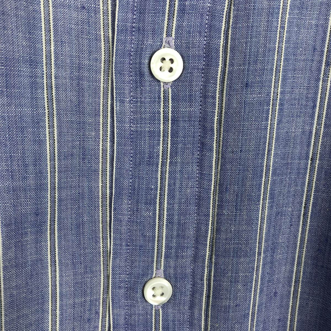 Ralph Lauren long sleeve button down striped shirt, men's size M cotton blue type Vintage Second Hand