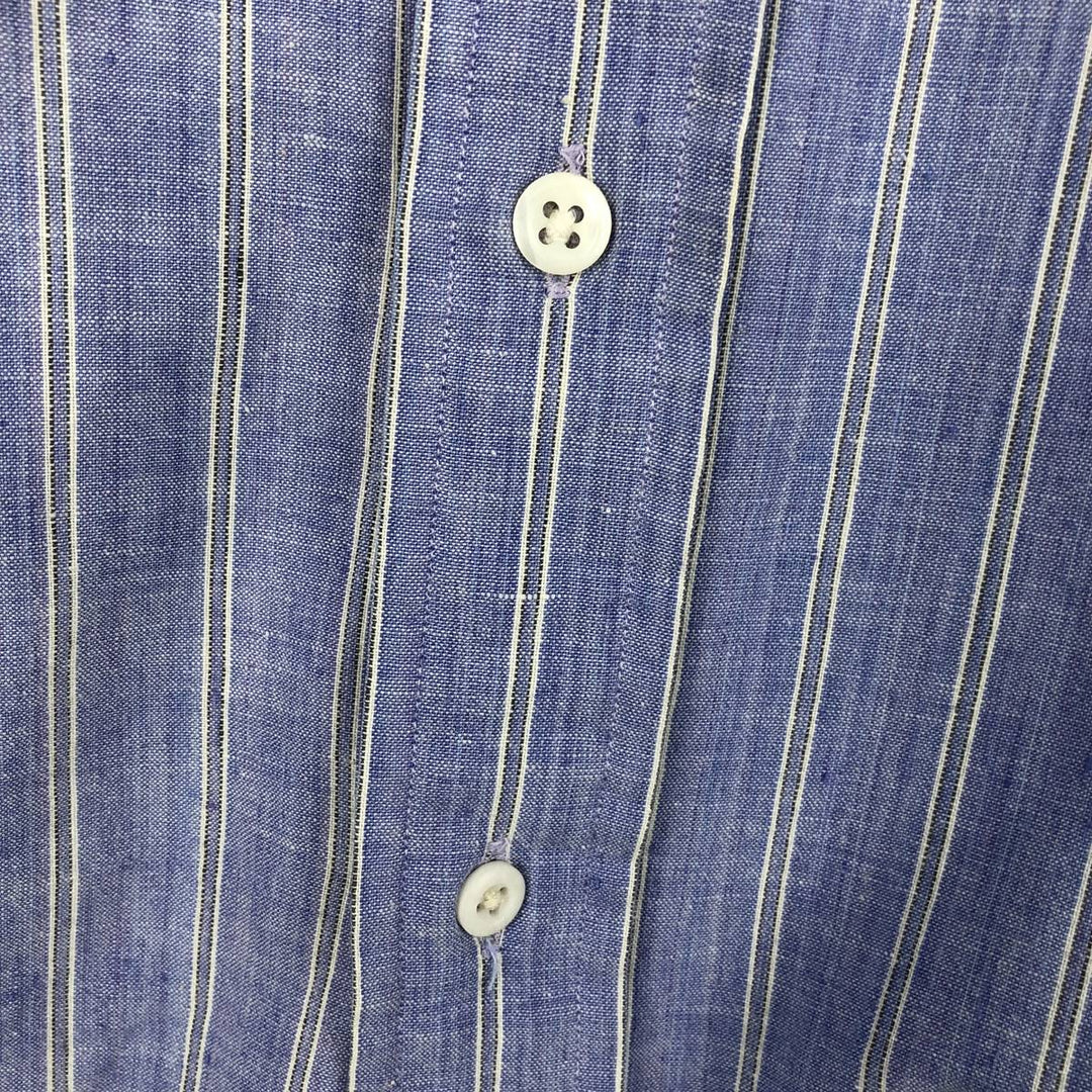 Ralph Lauren long sleeve button down striped shirt, men's size M cotton blue type Vintage Second Hand