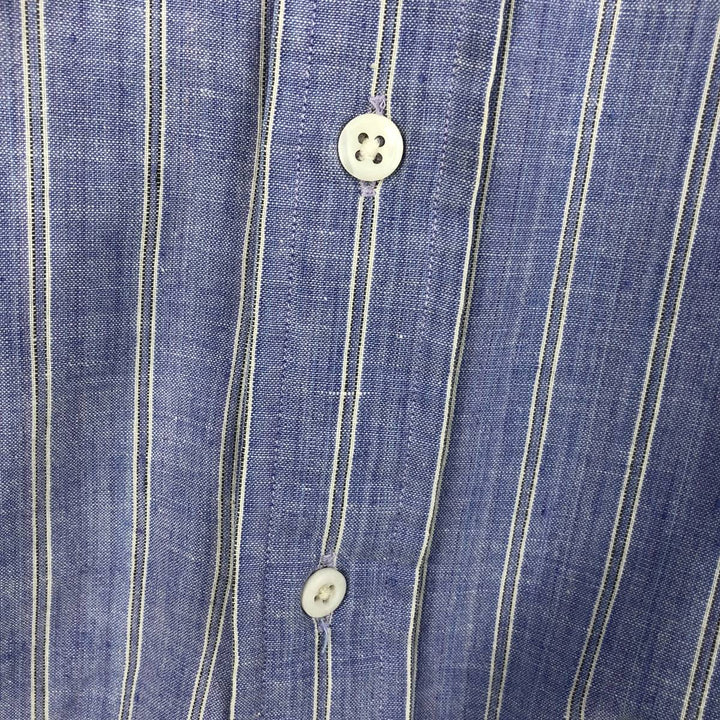 Ralph Lauren long sleeve button down striped shirt, men's size M cotton blue type Vintage Second Hand