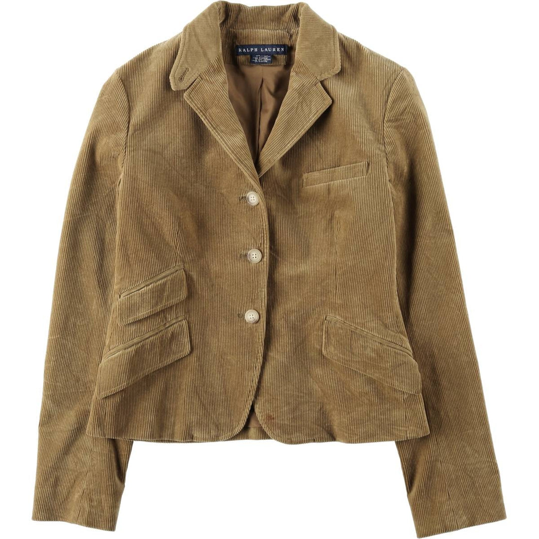 Ralph Lauren corduroy tailored jacket, women's size L (approx.) cotton beige type brown Vintage Second Hand