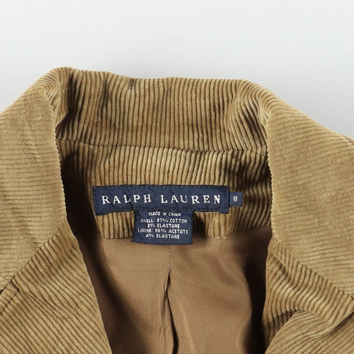 Ralph Lauren corduroy tailored jacket, women's size L (approx.) cotton beige type brown Vintage Second Hand