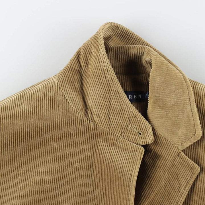 Ralph Lauren corduroy tailored jacket, women's size L (approx.) cotton beige type brown Vintage Second Hand