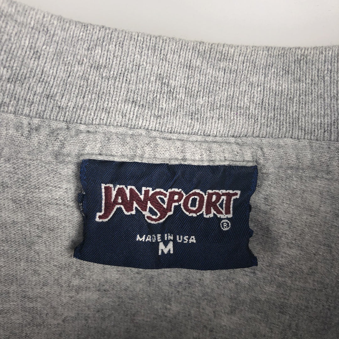 Vintage 90'S Jansport college long sleeve t-shirt, made in the USA, size M, men's size. cotton gray type Vintage Second Hand