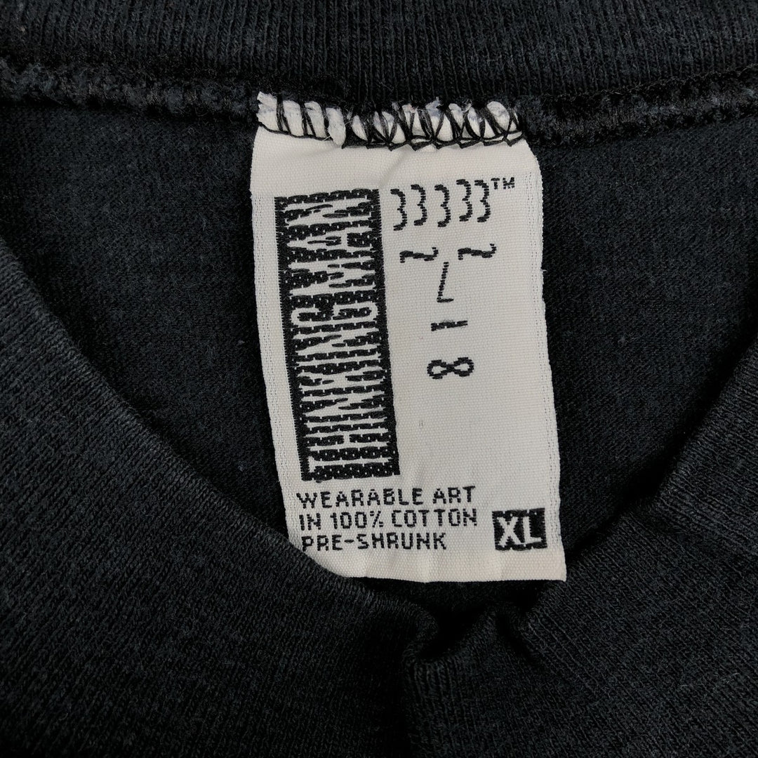 THINKINGMAN Long-Sleeve T-Shirt, Made in USA, Men's XL Equivalent cotton black type Vintage Second Hand