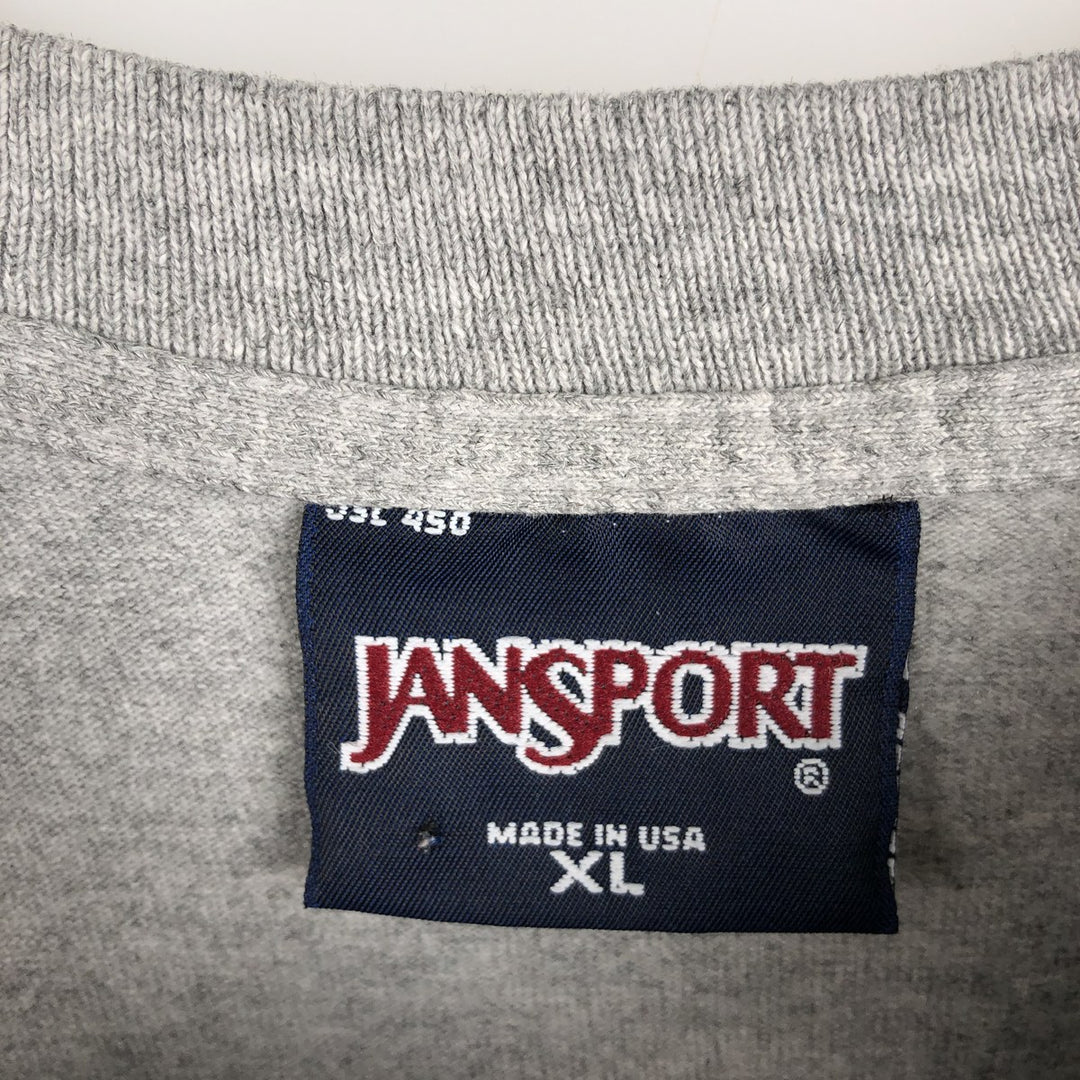 Jansport College Long-Sleeve T-Shirt, Made in USA, Men's Size XL (approx.) cotton gray type Vintage Second Hand