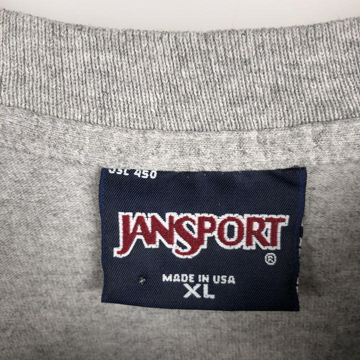 Jansport College Long-Sleeve T-Shirt, Made in USA, Men's Size XL (approx.) cotton gray type Vintage Second Hand