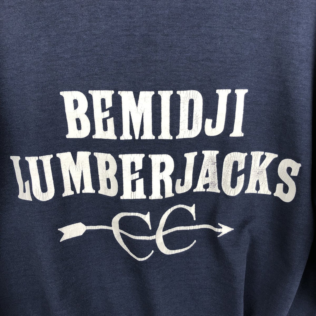 Screen Stars Best Double-Sided Print Long-Sleeve T-Shirt, Made in USA, Men's Size L (approx.) cotton navy blue type Vintage Second Hand