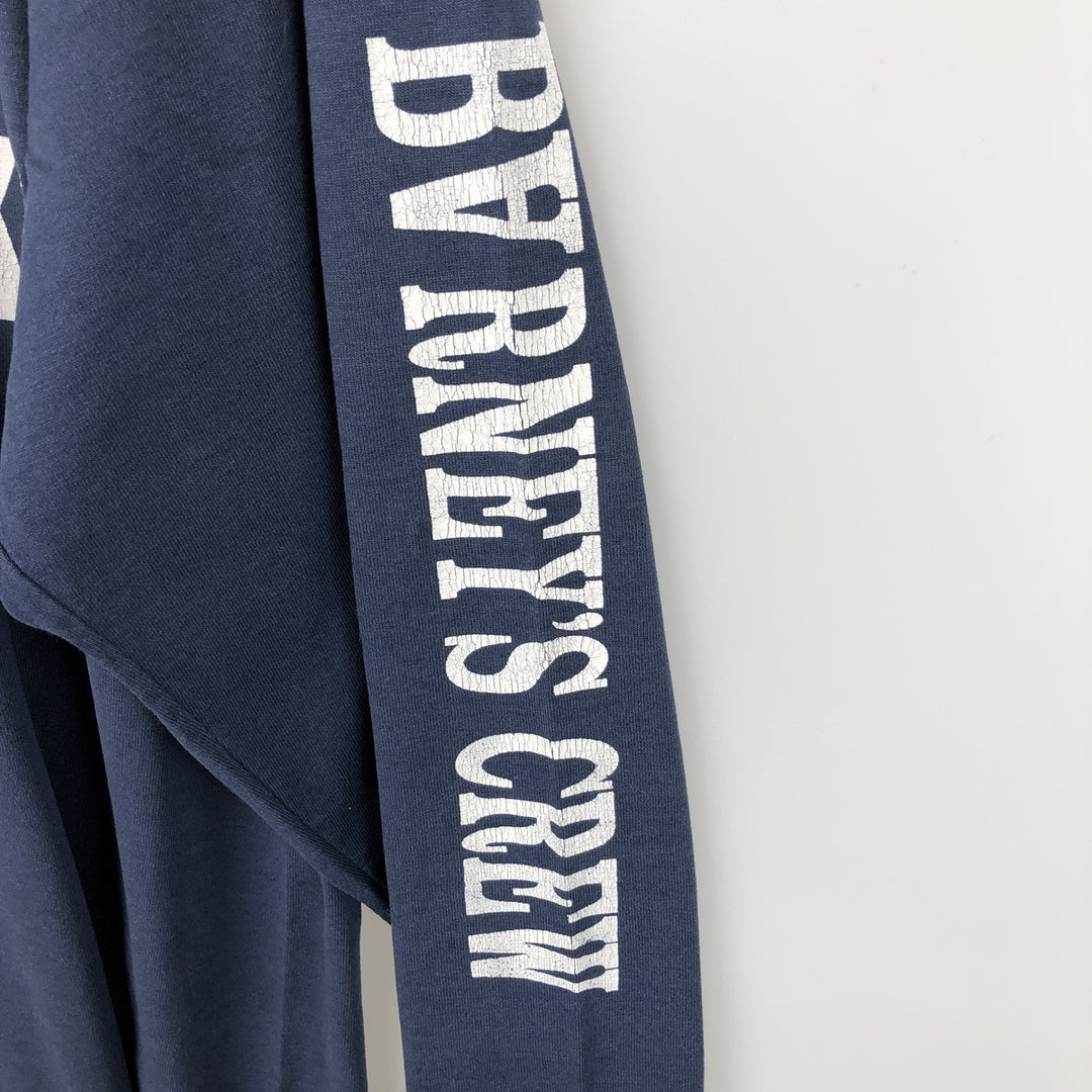 Screen Stars Best Double-Sided Print Long-Sleeve T-Shirt, Made in USA, Men's Size L (approx.) cotton navy blue type Vintage Second Hand
