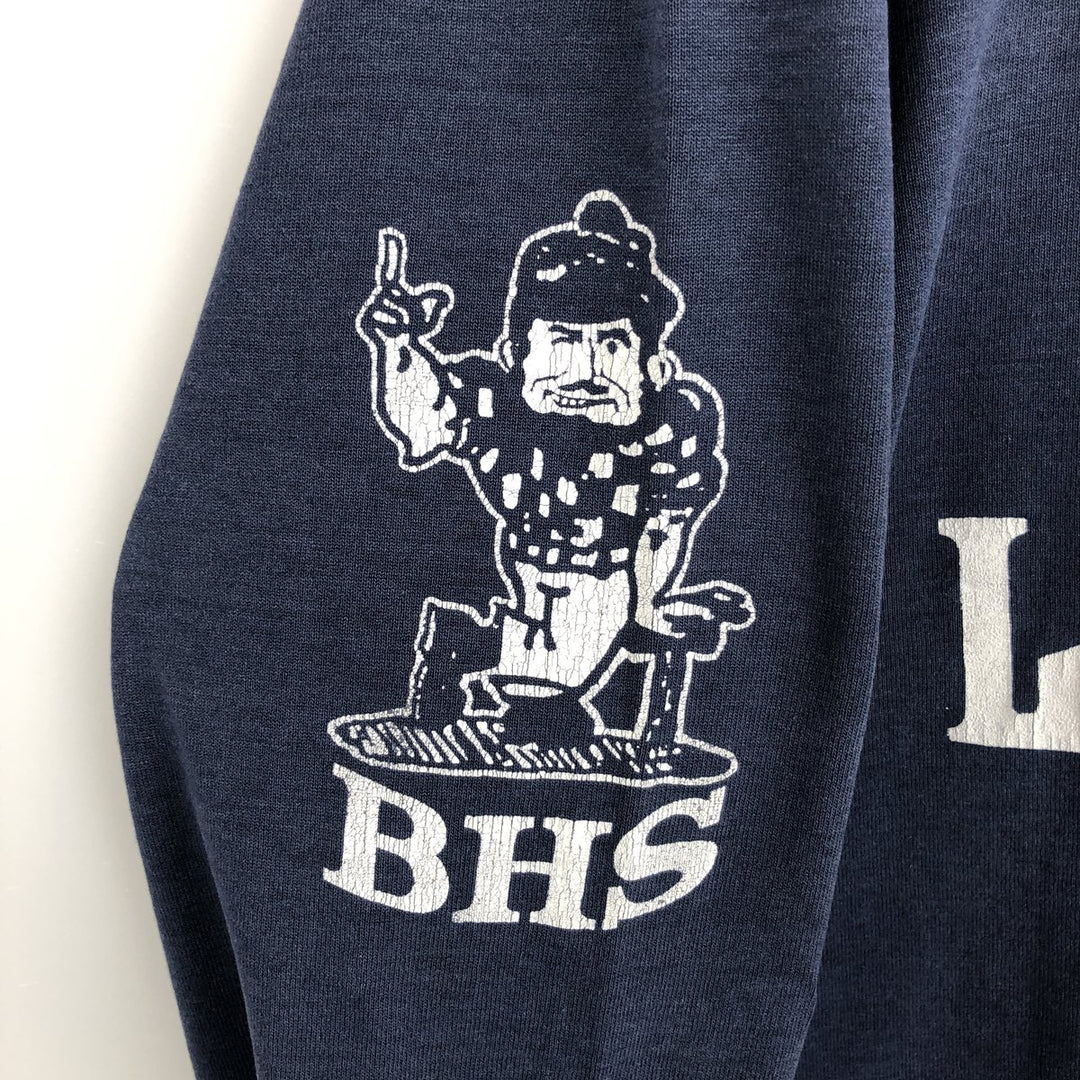 Screen Stars Best Double-Sided Print Long-Sleeve T-Shirt, Made in USA, Men's Size L (approx.) cotton navy blue type Vintage Second Hand