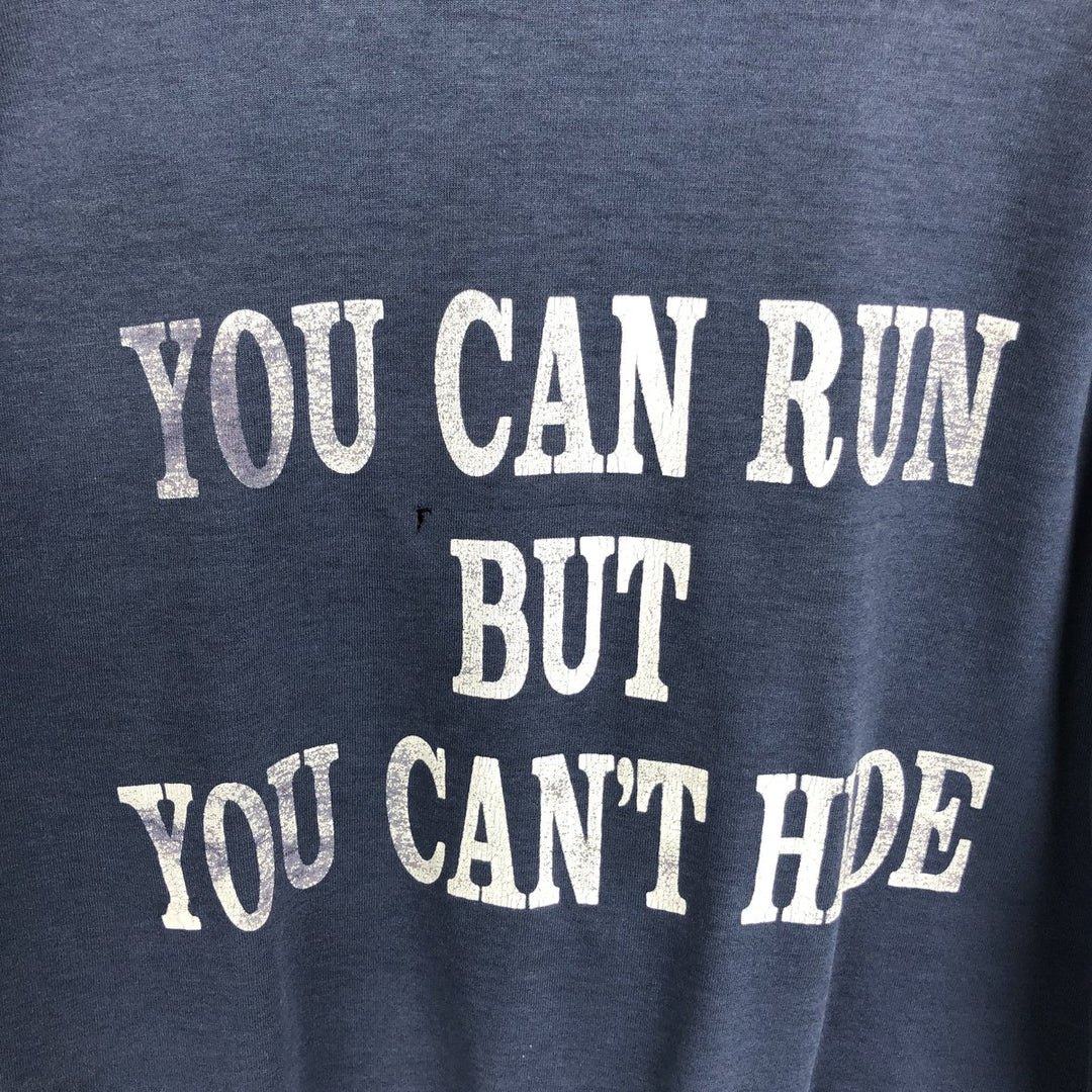 Screen Stars Best Double-Sided Print Long-Sleeve T-Shirt, Made in USA, Men's Size L (approx.) cotton navy blue type Vintage Second Hand