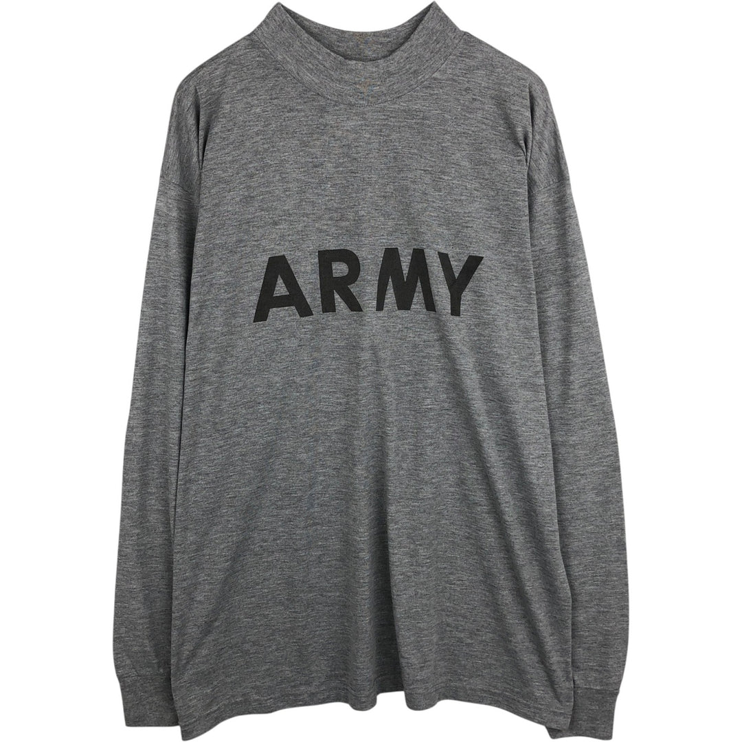 US ARMY Mock Neck Long-Sleeve T-Shirt, Made in USA, Men's Size XL (approx.) polyester gray type Vintage Second Hand