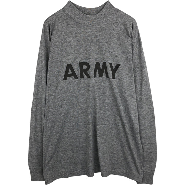 US ARMY Mock Neck Long-Sleeve T-Shirt, Made in USA, Men's Size XL (approx.) polyester gray type Vintage Second Hand
