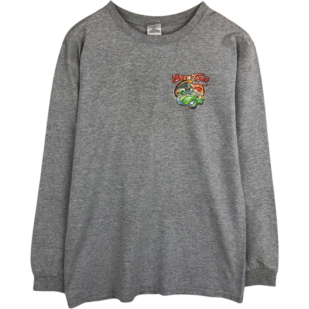 Anvil Brew Thru Long-Sleeve T-Shirt Advertising Long-Sleeve T-Shirt Men's Size M (equivalent to Men's M) cotton gray type Vintage Second Hand
