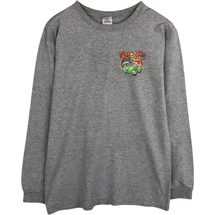 Anvil Brew Thru Long-Sleeve T-Shirt Advertising Long-Sleeve T-Shirt Men's Size M (equivalent to Men's M) cotton gray type Vintage Second Hand