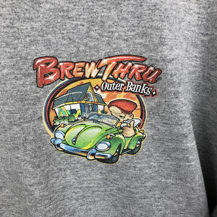 Anvil Brew Thru Long-Sleeve T-Shirt Advertising Long-Sleeve T-Shirt Men's Size M (equivalent to Men's M) cotton gray type Vintage Second Hand