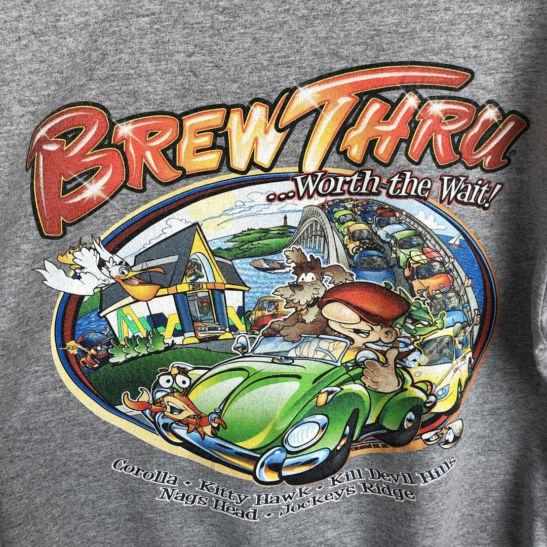 Anvil Brew Thru Long-Sleeve T-Shirt Advertising Long-Sleeve T-Shirt Men's Size M (equivalent to Men's M) cotton gray type Vintage Second Hand
