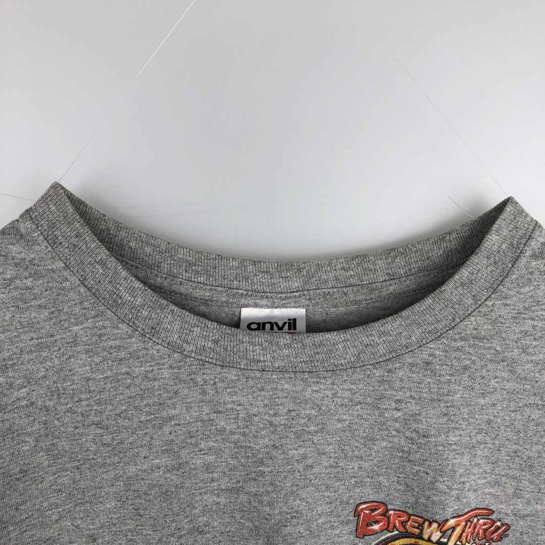 Anvil Brew Thru Long-Sleeve T-Shirt Advertising Long-Sleeve T-Shirt Men's Size M (equivalent to Men's M) cotton gray type Vintage Second Hand