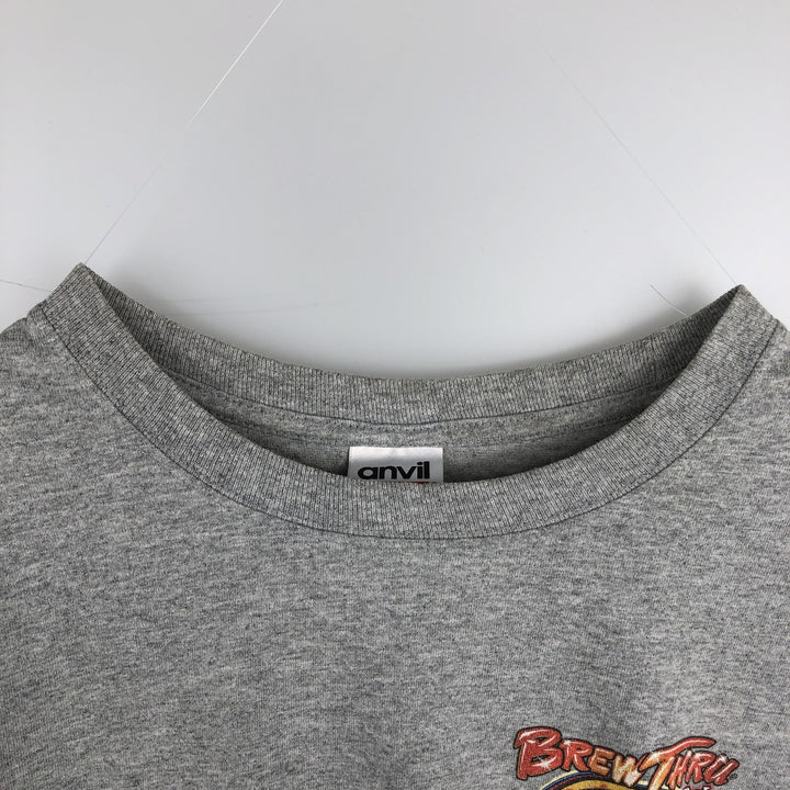 Anvil Brew Thru Long-Sleeve T-Shirt Advertising Long-Sleeve T-Shirt Men's Size M (equivalent to Men's M) cotton gray type Vintage Second Hand
