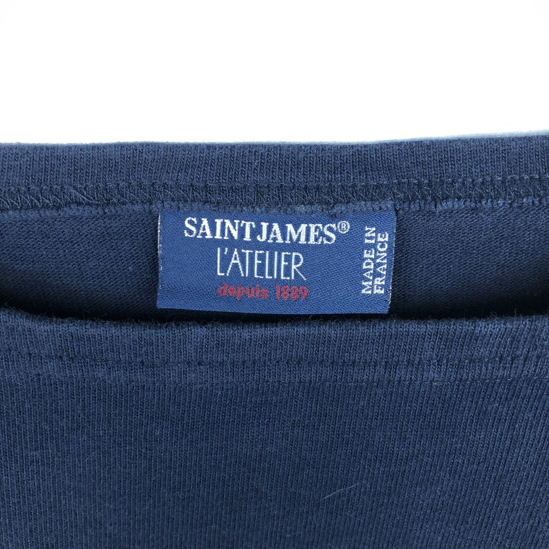 Saint James L'ATELIER boat neck long-sleeved T-shirt, made in France, men's size S equivalent. cotton navy blue type Vintage Second Hand
