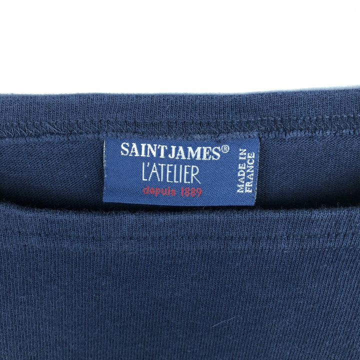 Saint James L'ATELIER boat neck long-sleeved T-shirt, made in France, men's size S equivalent. cotton navy blue type Vintage Second Hand