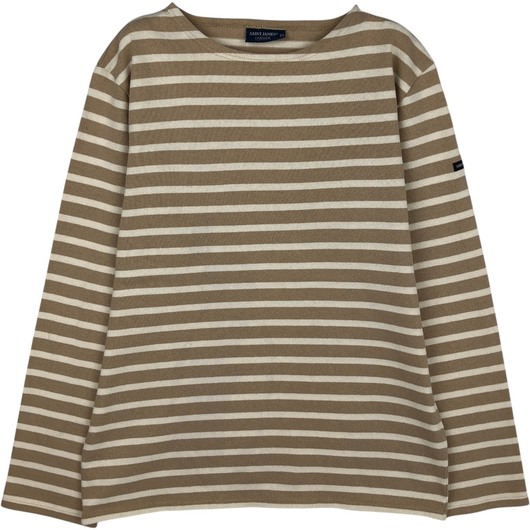 Saint James L'ATELIER striped boat neck long-sleeved T-shirt, made in France, men's size M equivalent. cotton Beige type Vintage Second Hand