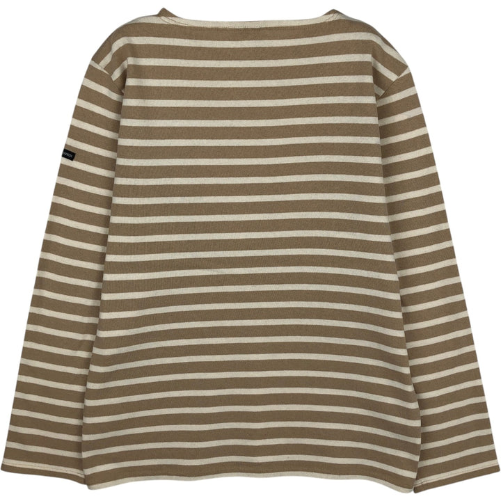 Saint James L'ATELIER striped boat neck long-sleeved T-shirt, made in France, men's size M equivalent. cotton Beige type Vintage Second Hand