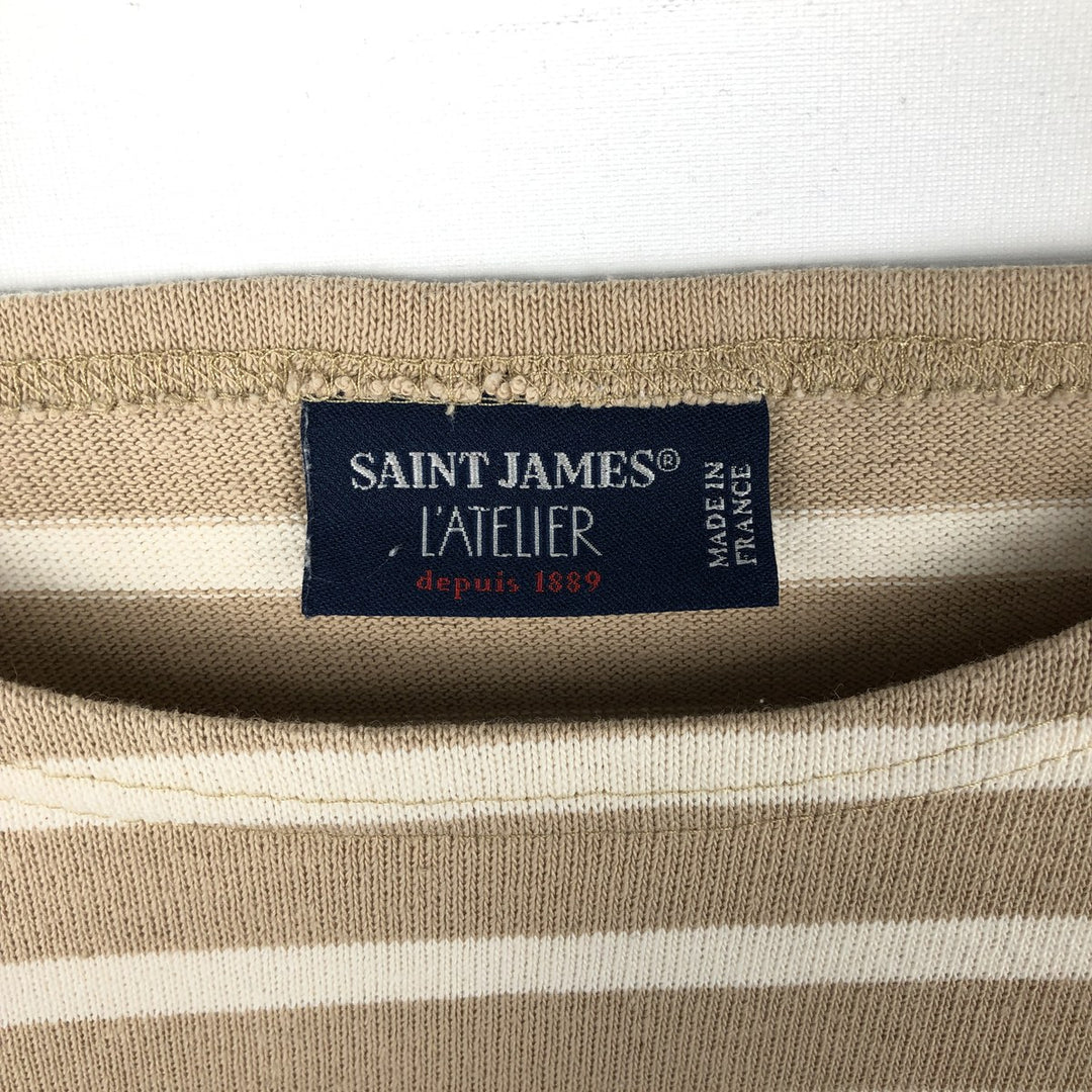 Saint James L'ATELIER striped boat neck long-sleeved T-shirt, made in France, men's size M equivalent. cotton Beige type Vintage Second Hand