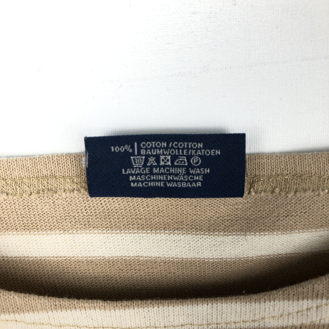 Saint James L'ATELIER striped boat neck long-sleeved T-shirt, made in France, men's size M equivalent. cotton Beige type Vintage Second Hand