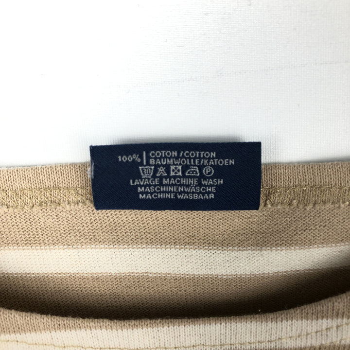 Saint James L'ATELIER striped boat neck long-sleeved T-shirt, made in France, men's size M equivalent. cotton Beige type Vintage Second Hand