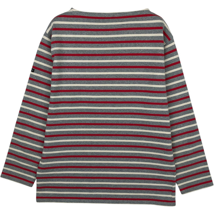 Saint James striped boat neck long-sleeved T-shirt, made in France, men's size S equivalent. cotton red type Vintage Second Hand