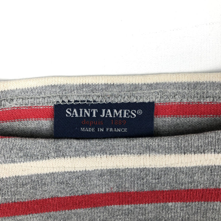 Saint James striped boat neck long-sleeved T-shirt, made in France, men's size S equivalent. cotton red type Vintage Second Hand