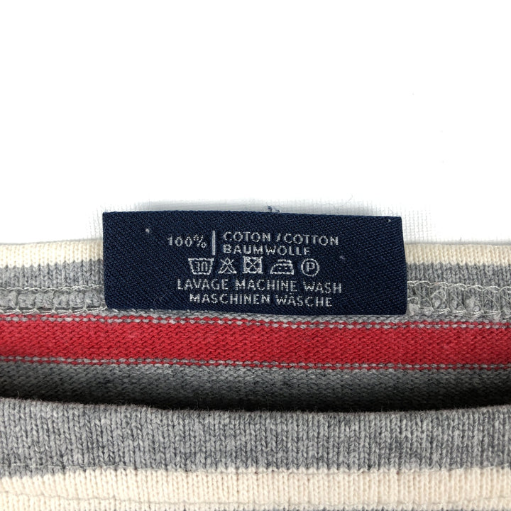 Saint James striped boat neck long-sleeved T-shirt, made in France, men's size S equivalent. cotton red type Vintage Second Hand